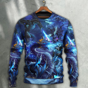 Dragon Blue Skull Fire Lightning Art Style Ugly Christmas Sweater, Christmas Gift, Gift Christmas 2024