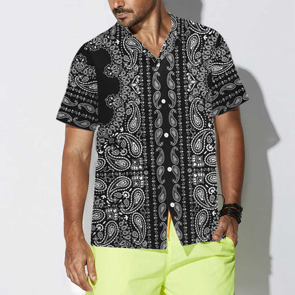 Black And White Paisley Texture Design Hawaiian Shirt, Hawaiian For Gift