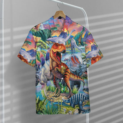 Dinosaurs World Awesome Background Design Hawaiian Shirt,Hawaiian Shirt Gift, Christmas Gift