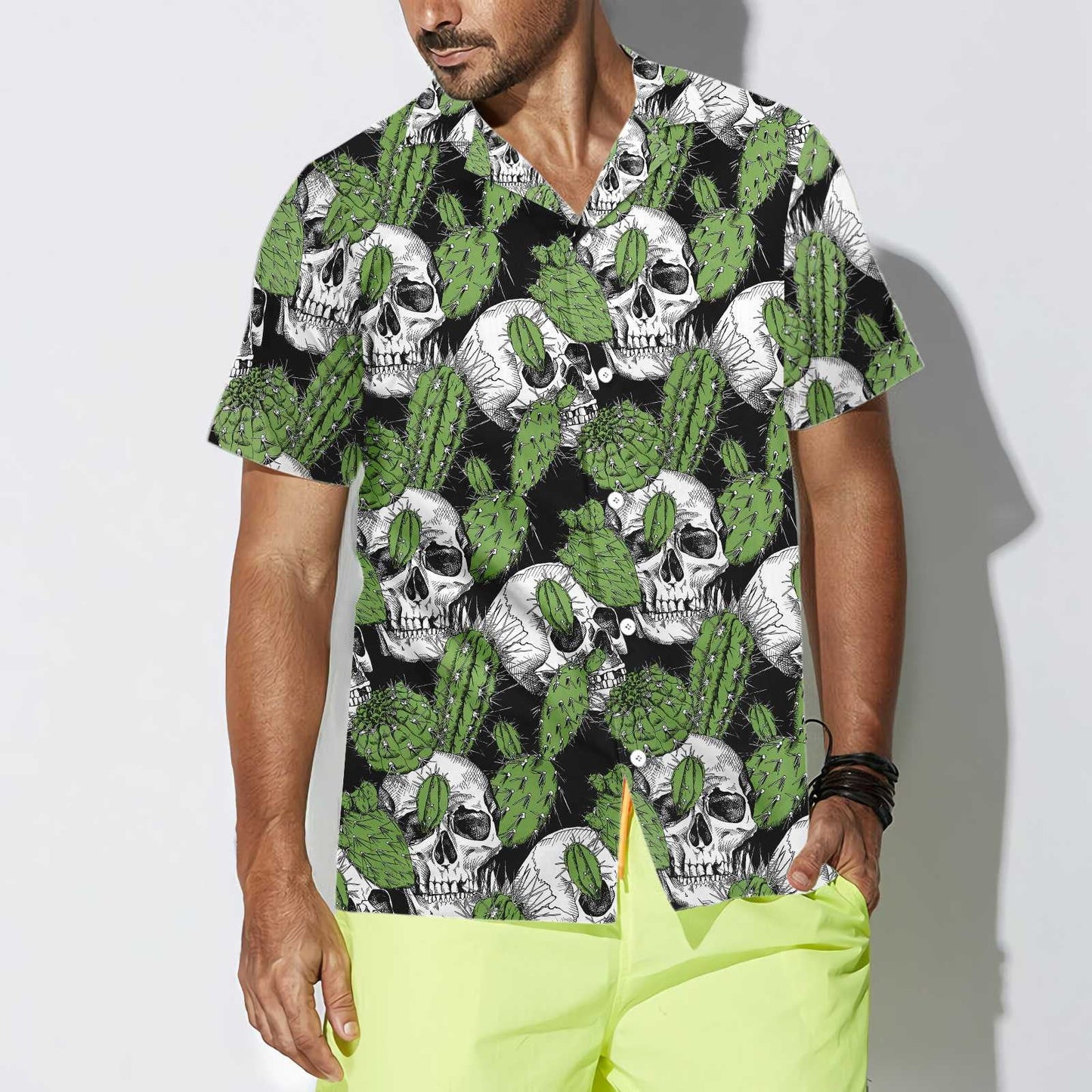 Cactus Skull On Black Design Léine Haváís, Bronntanas Léine Haváíais, Bronntanas Nollag