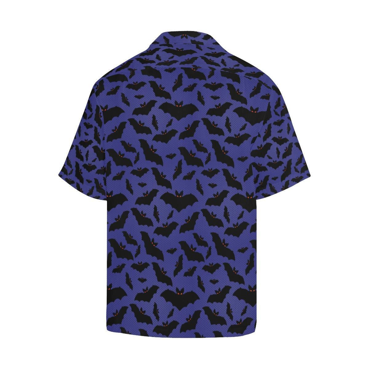 Black Bat Flying Halloween Pattern Hawaiian Shirt, Hawaiian For Gift
