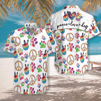 Peace Love Dog Hawaiian Seamless Design Hawaiian Shirt,Hawaiian Shirt Gift, Christmas Gift