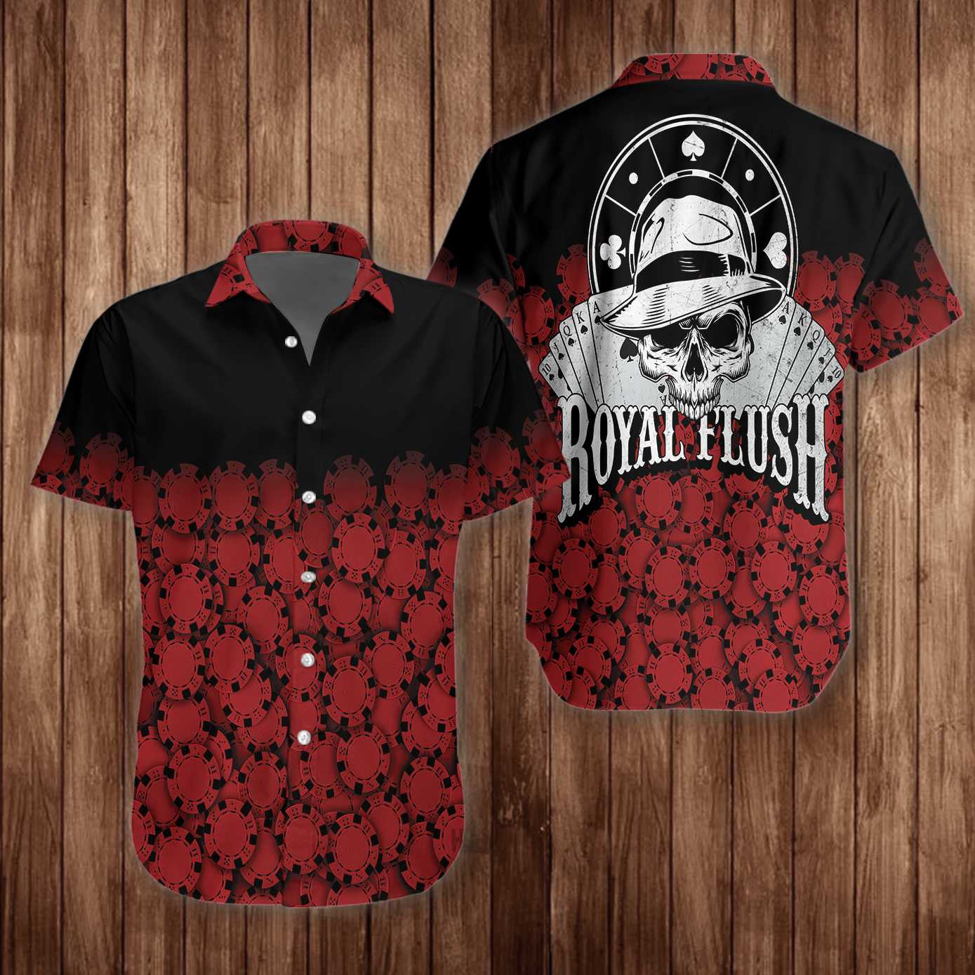 Poker Chip Maroon And Black Design Hawaiian Shirt,Hawaiian Shirt Gift, Christmas Gift