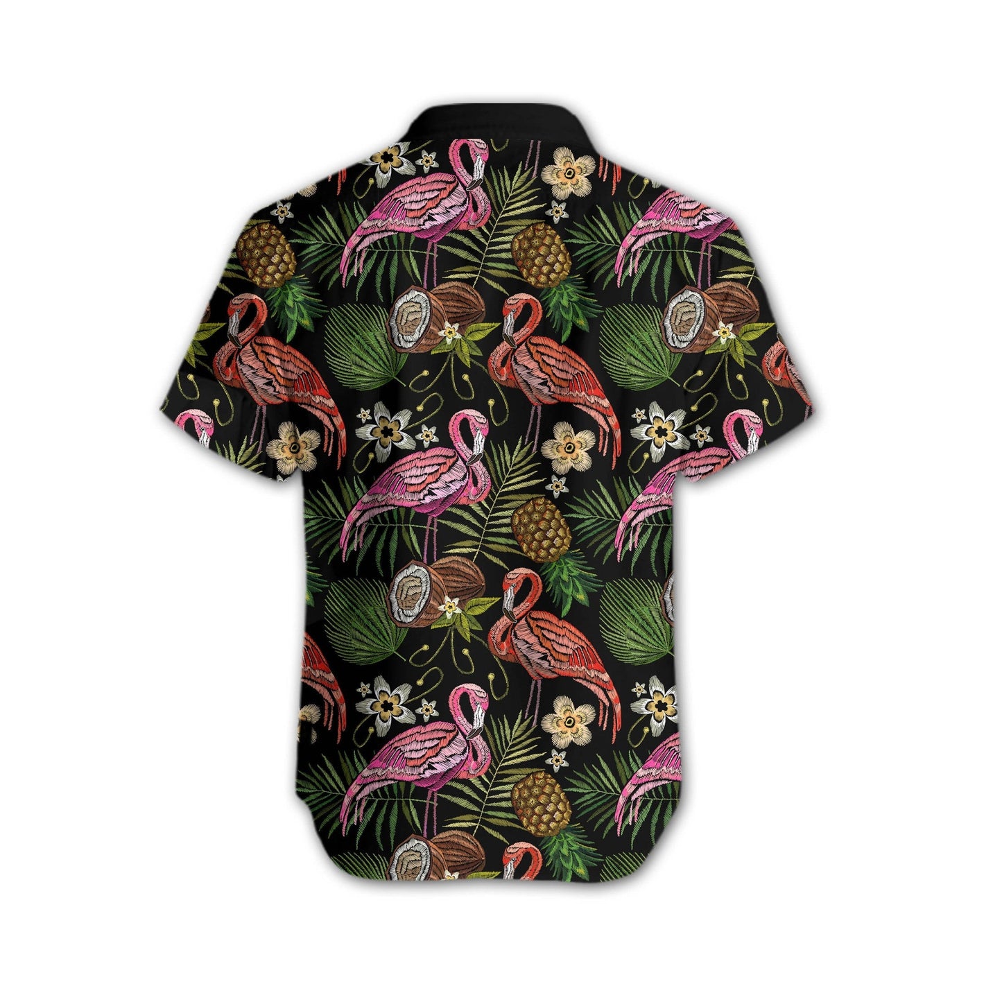 Into Tropical Forest Night Flamingo Embroidery Design Hawaiian Shirt, Christmas Gift