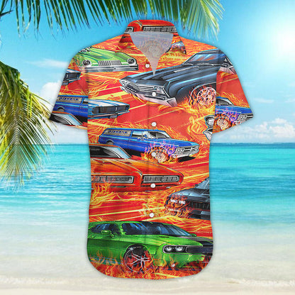 Car On Fire - Hawaiian Shirt-Hawaiian Shirt Gift, Christmas Gift