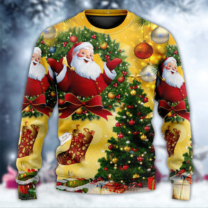 Christmas Tree Yellow Santa Claus Ugly Christmas Sweater, Christmas Gift, Gift Christmas 2024