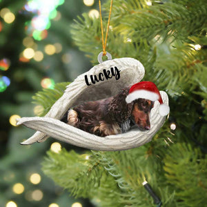 Custom Blue Roan Cocker Spaniel Sleeping Angel Christmas Flat Acrylic Dog Ornament Memorial Dog Gift, Pet Love Gift, Christmas Ornament, Christmas Gift