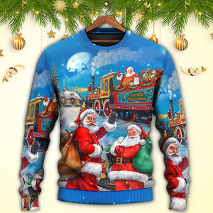 Christmas Santa Claus Train Gift For Xmas Art Style Sweater, Christmas Gift, Gift Christmas 2024