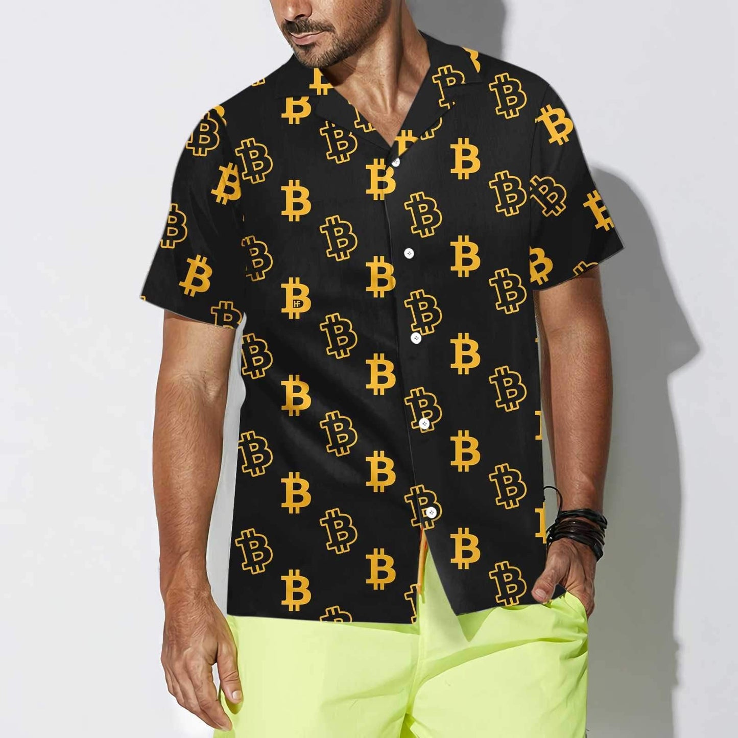 Seamless Bitcoin Gold And Black Design Hawaiian Shirt,Hawaiian Shirt Gift, Christmas Gift