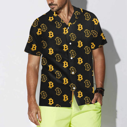 Seamless Bitcoin Gold And Black Design Hawaiian Shirt,Hawaiian Shirt Gift, Christmas Gift