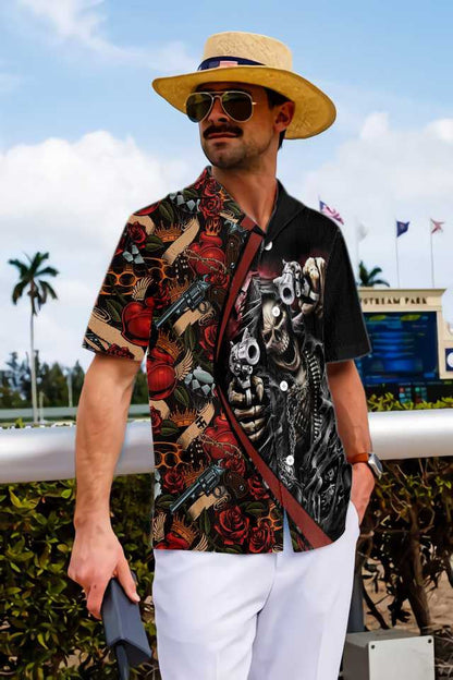Weapon And Cool Gun Skull Design Hawaiian Shirt, Hwaiian For Gift