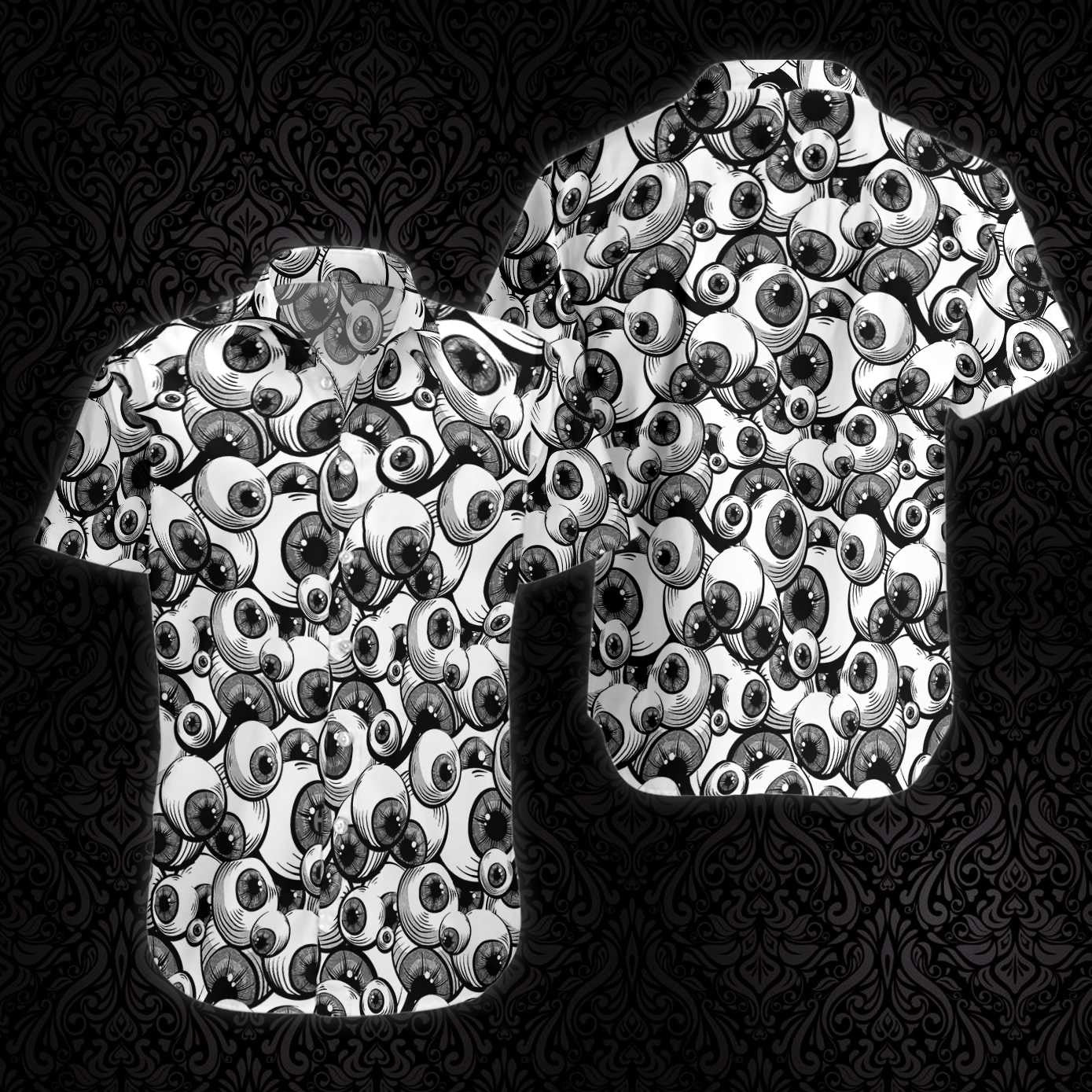 Seamless Scary Eyes Goth Design Hawaiian Shirt,Hawaiian Shirt Gift, Christmas Gift
