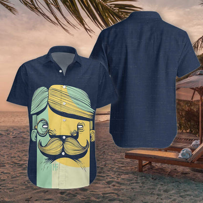 An Mustache Funny Face Téama Dorcha Gorm Léine Haváís, Bronntanas Léine Haváís, Bronntanas Nollag