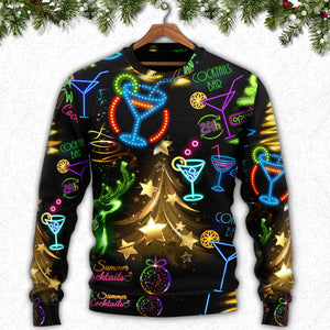 Cocktail Christmas Neon Art Drinking Ugly Christmas Sweater, Christmas Gift, Gift Christmas 2024