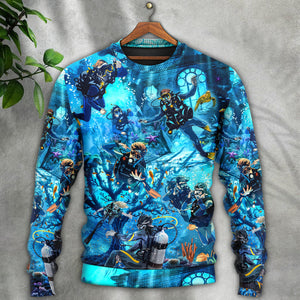 Diving Under The Sea Art Style Ugly Christmas Sweater, Christmas Gift, Gift Christmas 2024