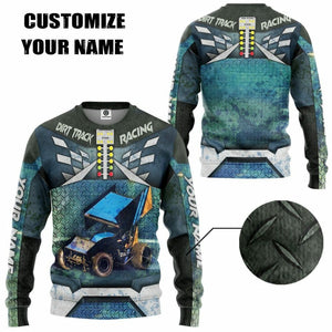 3D Dirt Track Racing Custom Name Tshirt Hoodie Apparel