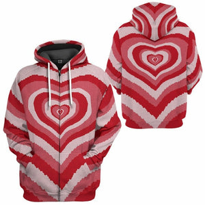 3D Red Heart Wave Custom Sweater