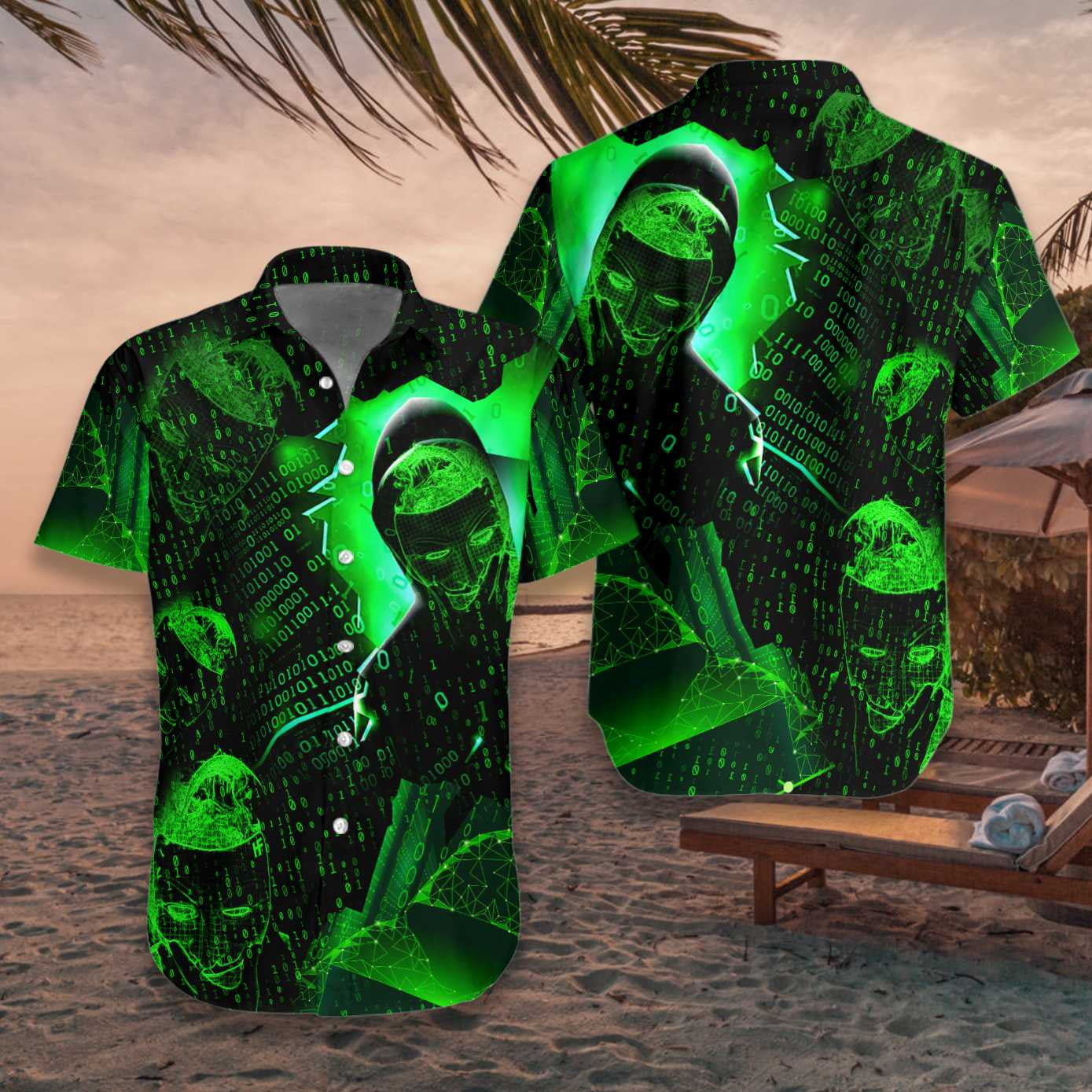 Software Developer Binary Code Green Pattern Hawaiian Shirt,Hawaiian Shirt Gift, Christmas Gift