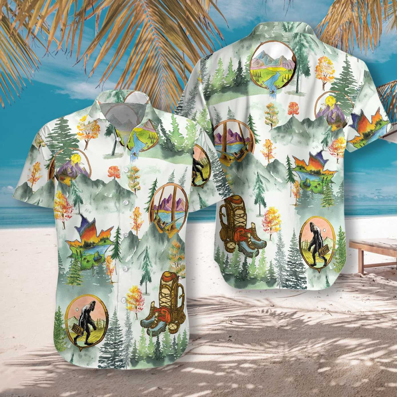 Camping And Hiking Trekking Beautiful Landscape Hawaiian shirt, Hawaiian For Gift