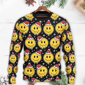 Christmas Smile Happy Face With Santa Hat Ugly Christmas Sweater, Christmas Gift, Gift Christmas 2024