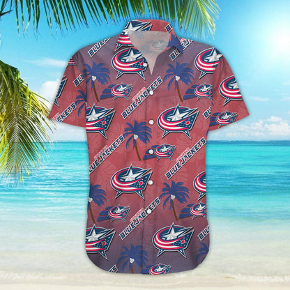 Columbus Blue Jackets Ice Hockey Team Aloha Shirt Hawaiian Aloha Shirt Hawaiian Shorts Beach Short Shirt, Hwaiian For Gift