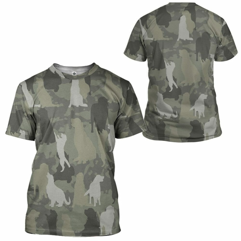 3D Golden Retriever Camo Chustaim Tshirt Éadaí Cochaillín