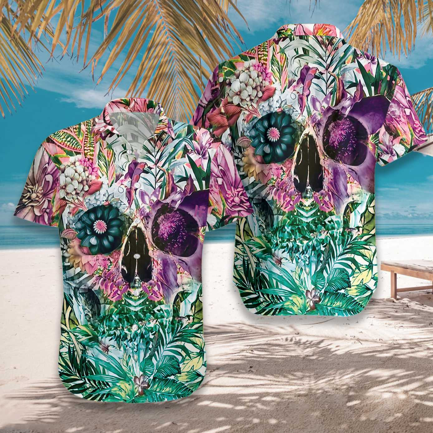 Enticing Summer Tropical Skull Design Hawaiian Shirt,Hawaiian Shirt Gift, Christmas Gift