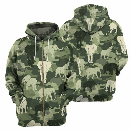 Camo Elephant - 3D All Over Printed Shirt Tshirt Hoodie Apparel