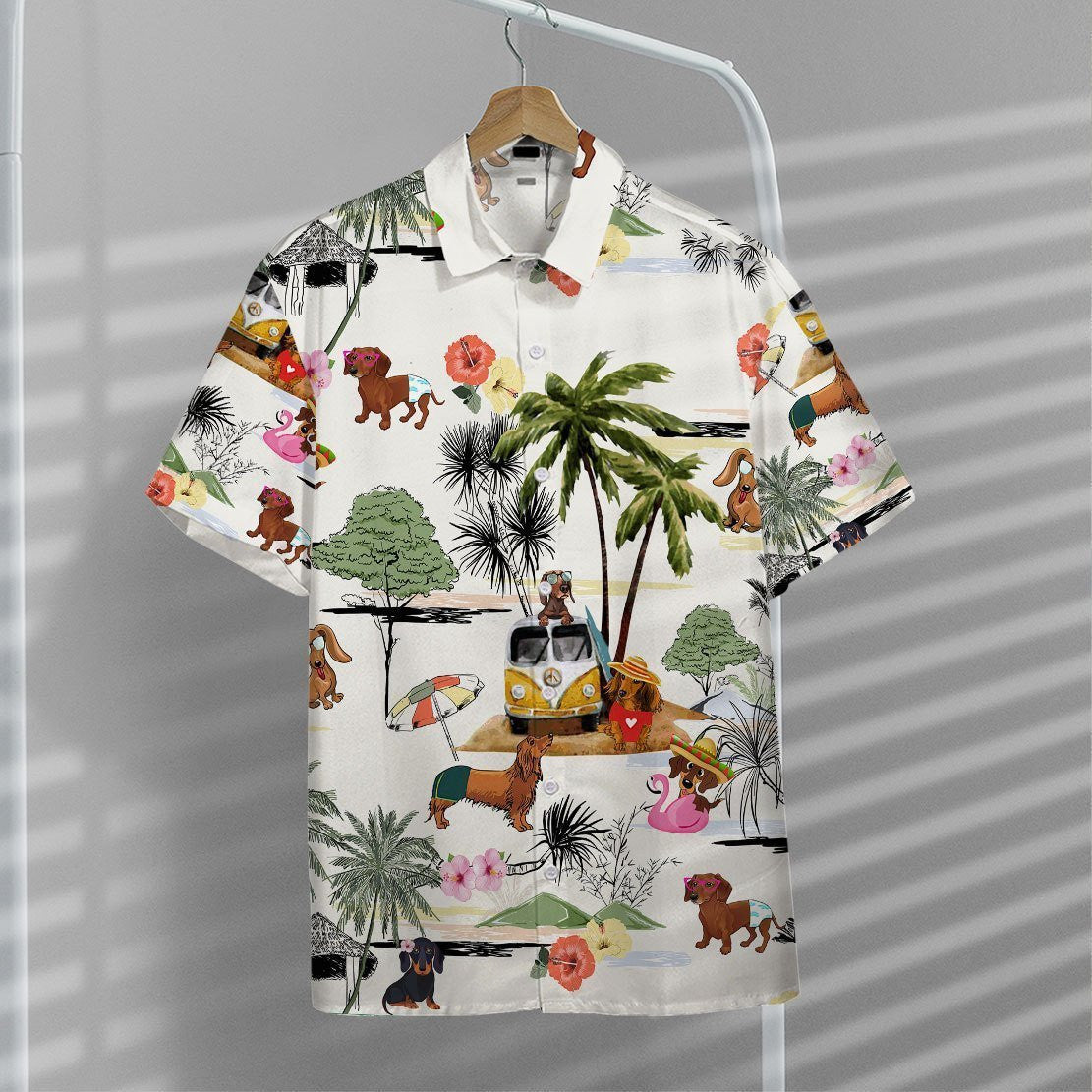 Samhraidh Agus Dachshund Léine Haváis Ornáideach Nice, Bronntanas Léine Haváís, Bronntanas Nollag