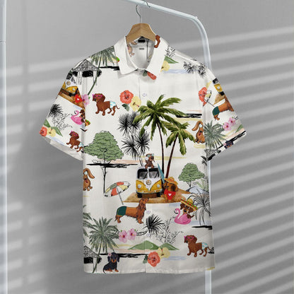 Samhraidh Agus Dachshund Léine Haváis Ornáideach Nice, Bronntanas Léine Haváís, Bronntanas Nollag