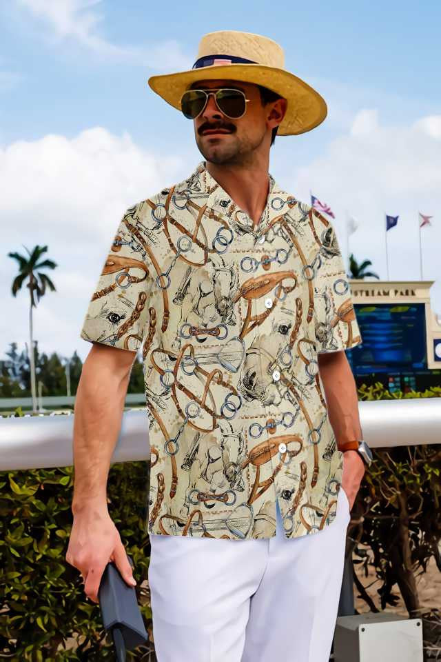 Wild Life Horse Watercolor Design Hawaiian Shirt, Hwaiian For Gift