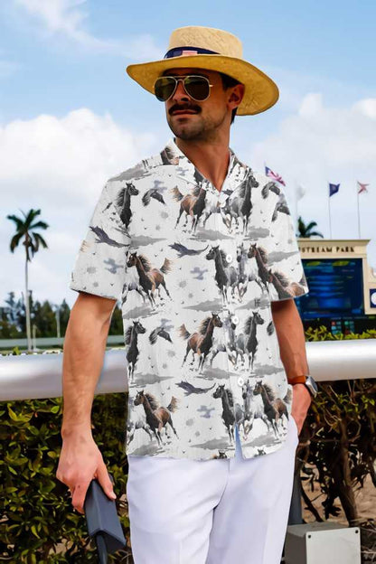 Wild And Free Racing Horses Hawaiian Shirt, Hwaiian For Gift