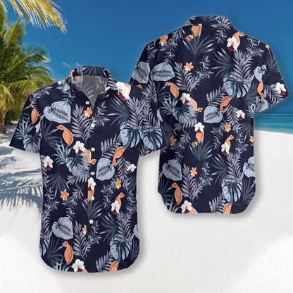 Blue Flower On Blue Background Design Hawaiian Shirt, Hawaiian For Gift