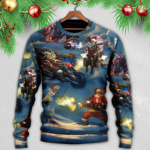 Christmas Santa Gun Fight In Xmas Ugly Christmas Sweater, Christmas Gift, Gift Christmas 2024