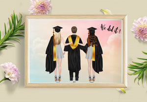 Personalized Picture Custom Personalised Graduation Print, Graduation Friendship Gift, Personalised Gift, Congratulations Besties, Unique Graduation Print
