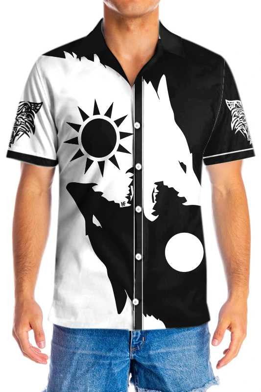 The Sun Day And Night Wolves Hawaiian Shirt,Hawaiian Shirt Gift, Christmas Gift