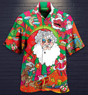 Hippie Santa Claus Merry Christmas Vintage Style Design Hawaiian Shirt, Hawaiian Shirt, Christmas Gift