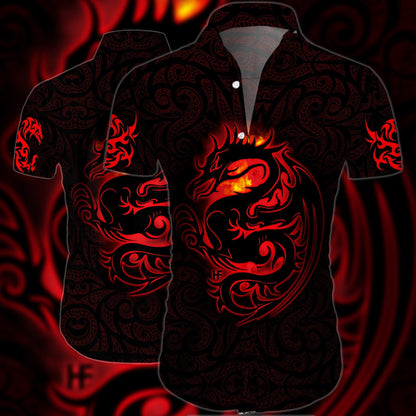 Ealaín Tattoo Dragon Treibhe I nDearadh Dorcha Léine Haváís, Bronntanas Léine Haváíais, Bronntanas Nollag