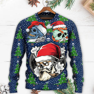 Christmas Skull With Santa Hat Merry Christmas Snow Ugly Christmas Sweater, Christmas Gift, Gift Christmas 2024