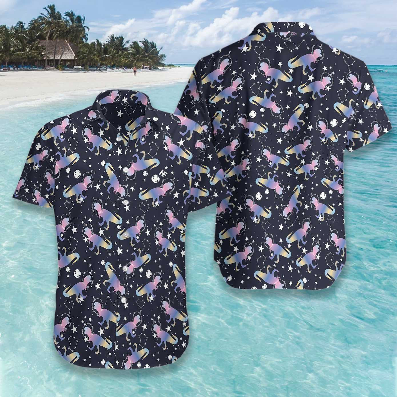 Dineasár Astro T-Rex Téama Dubh Dearadh Nice Léine Haváís, Bronntanas Léine Haváís, Bronntanas Nollag