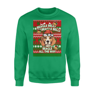 Beagle dog beagle all the way funny sweatshirt gifts christmas ugly sweater for men and women