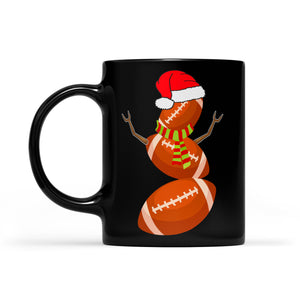 Football Snowman Funny Christmas Gift Black Mug Gift For Christmas