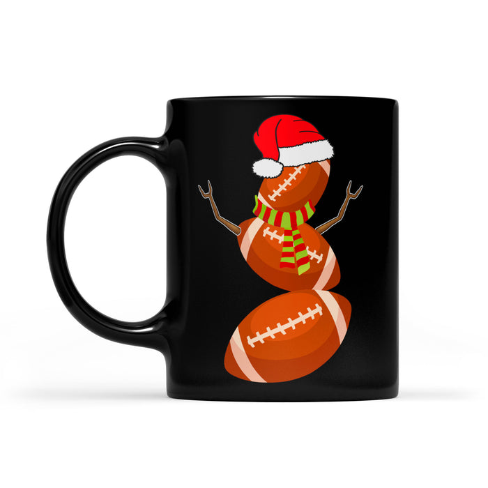 Football Snowman Funny Christmas Gift Black Mug Gift For Christmas