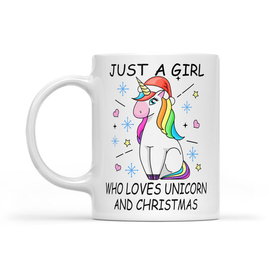 Just a Girl That Loves Unicorn Christmas. Bronntanas Muga Bán don Nollaig
