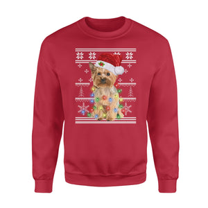 I want a Yorkshire Terrier for my Christmas - funny sweatshirt gifts for dog lovers christmas ugly sweatshirt