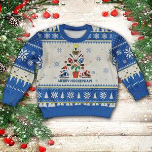 Hockey Blue Christmas Tree Ugly Sweater, Christmas Ugly Sweater, Christmas Gift, Gift Christmas 2024