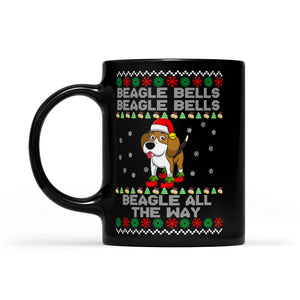 Beagle Bells Beagle All The Way Funny Christmas Black Mug Gift For Christmas