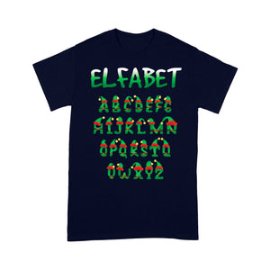 Funny Christmas Elf Outfit - Elfabet Alphabet Pun Tee Shirt Gift For Christmas