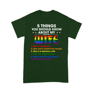 5 things you should know about my wife LGBT t-shirt - Standard T-shirt Tee Shirt Gift For Christmas