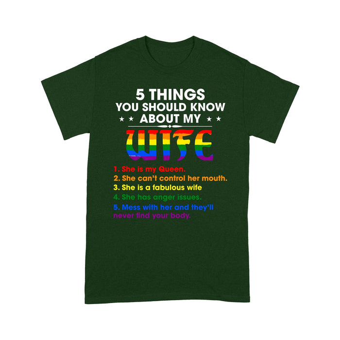 5 things you should know about my wife LGBT t-shirt - Standard T-shirt Tee Shirt Gift For Christmas